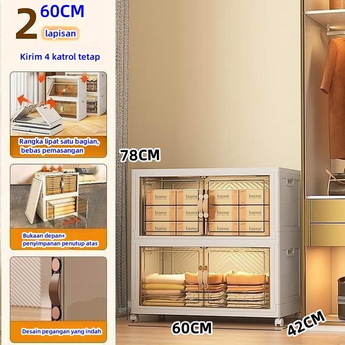 lemari plastik susun Loker Plastik storage box kotak penyimpanan Rol dapat digerakkan box storage Pa