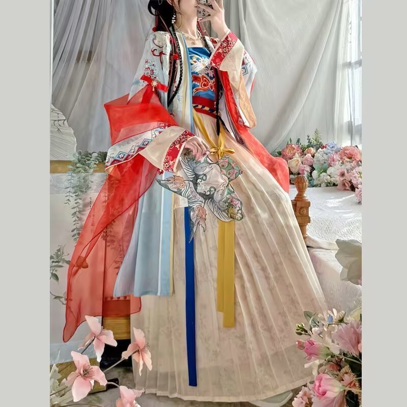 inese Hanfu Dress Women Cosplay Costume Blue Embroidered Song Dynasty Hanfu Party Outfit Hanfu Dress