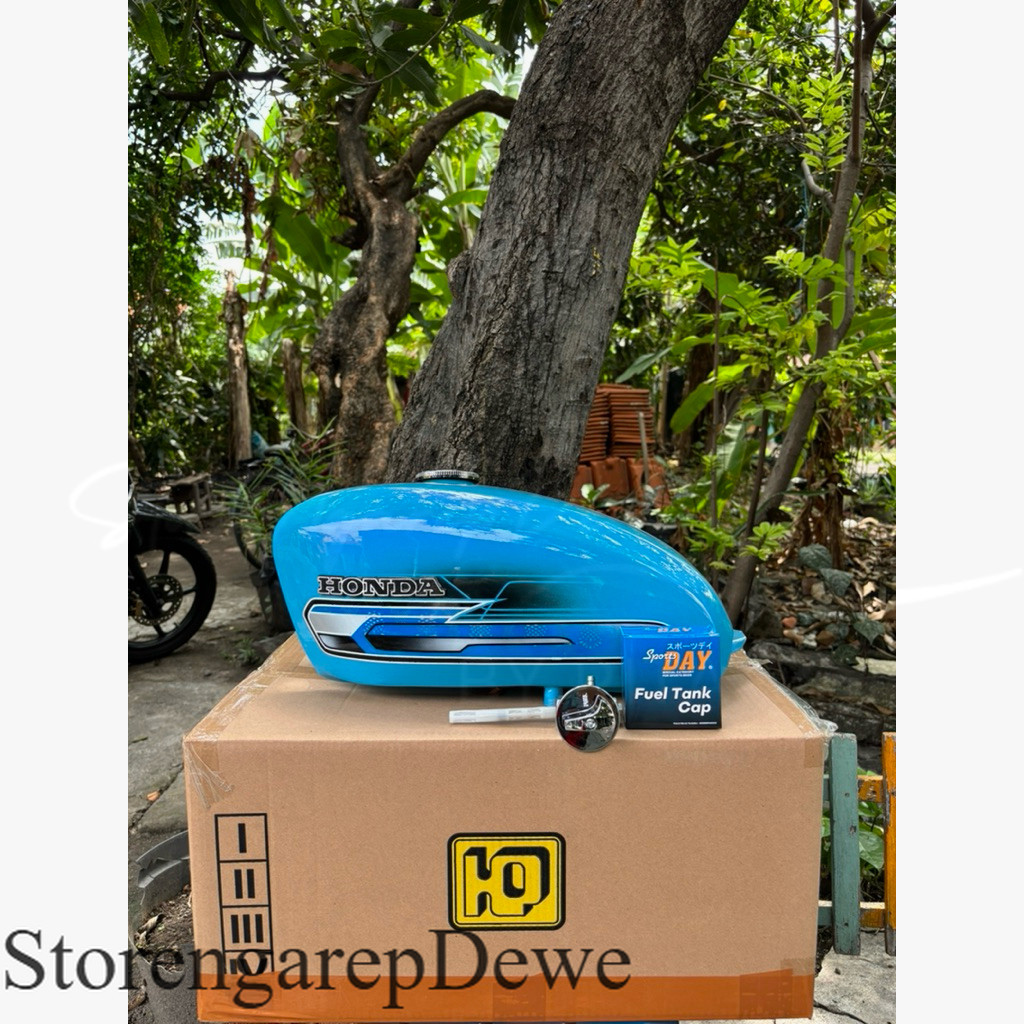 tangki honda cb100 cb125 press galvanis tangki biru set tangki galvanis