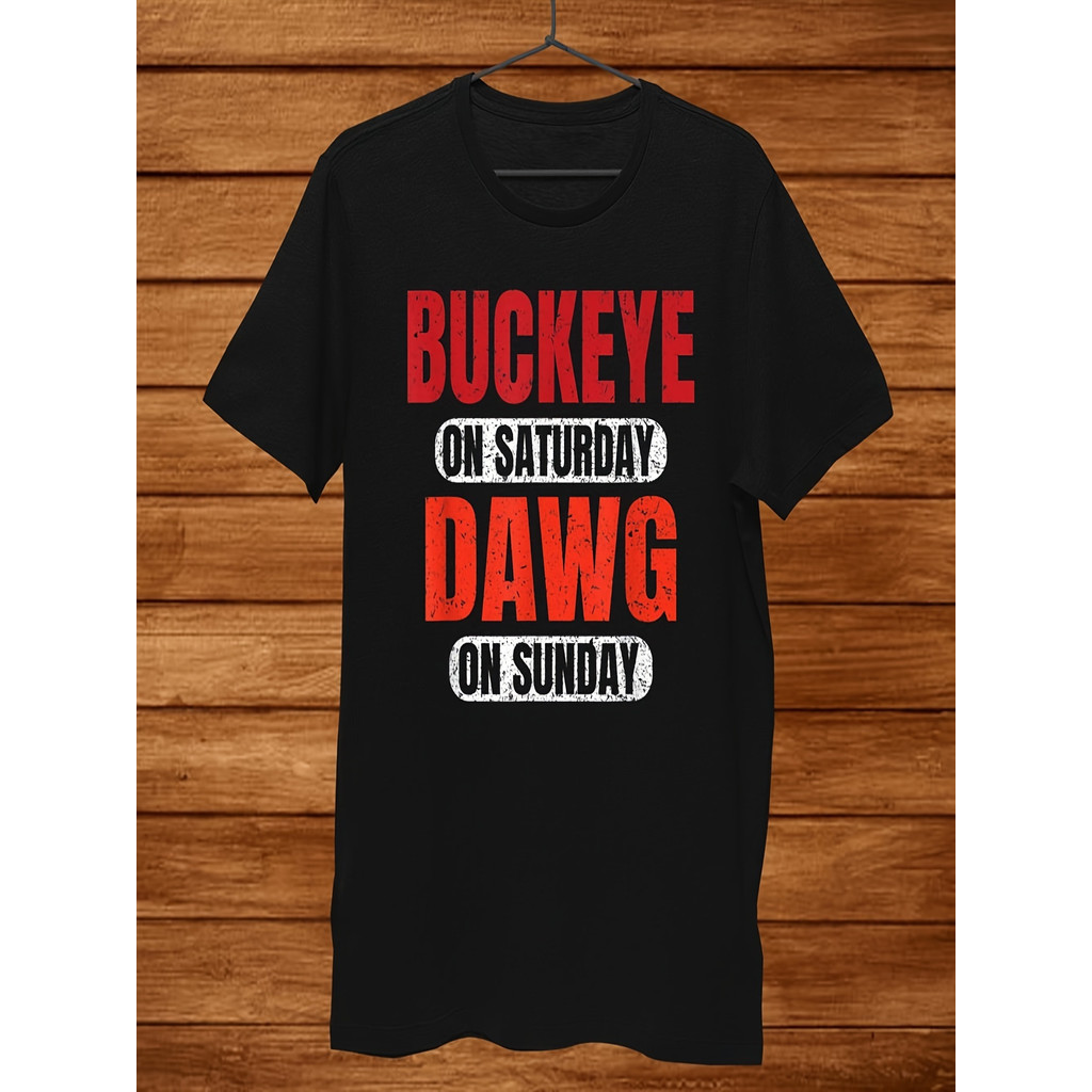 Kaos Pria American Football Ohio Cleveland Buckeye Dawg T-Shirt Sport