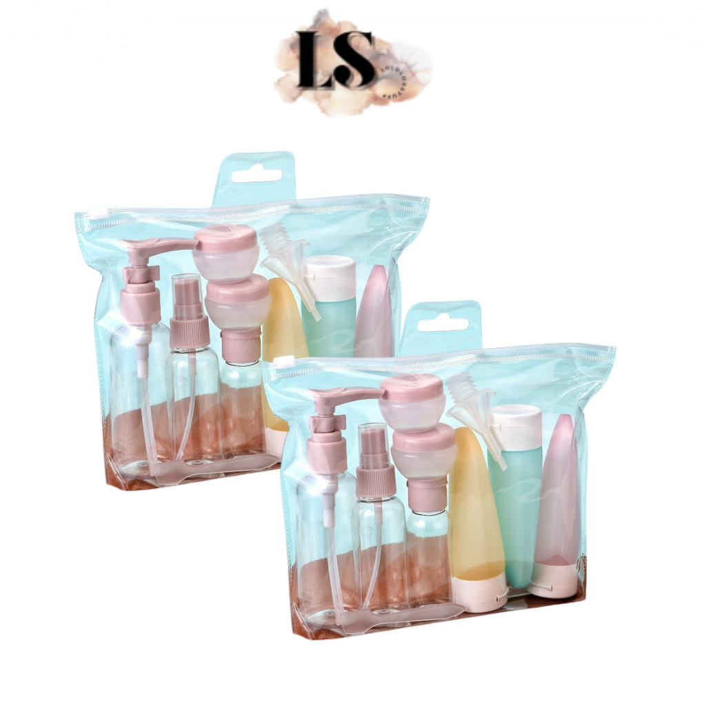 LS - Botol Travel Kit isi 10pcs H1081 Perlengkapan Lotion Sabun Skincare Praktis Wadah Isi Ulang