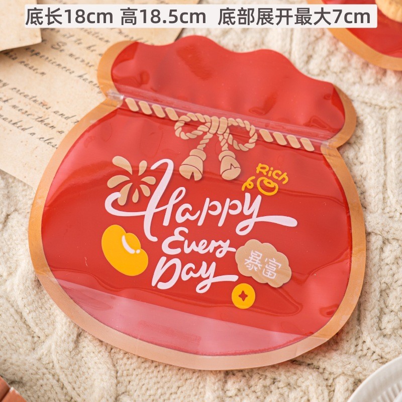 ZKME zipper bag kantong zip snack imlek chinese new year red bag cny angpao bao bingkisan tempat had