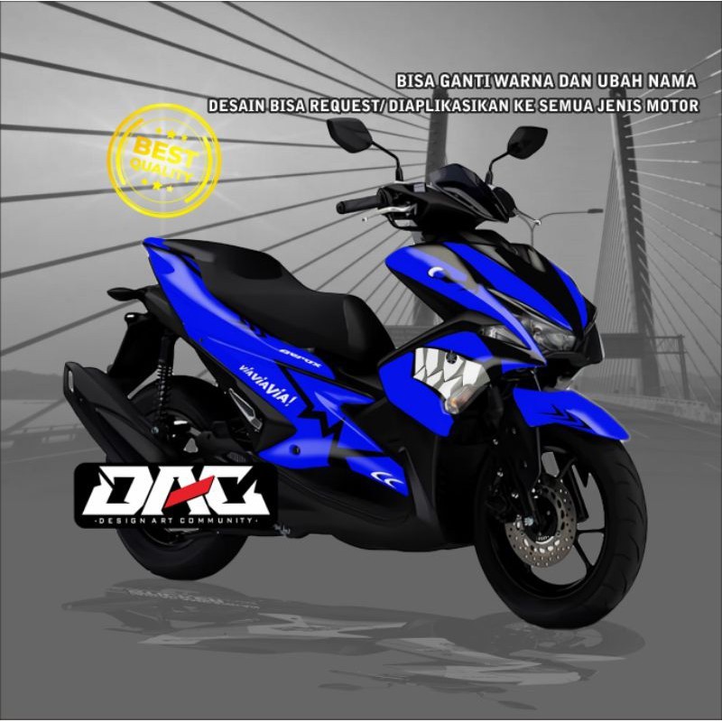 Sticker Decal Full body grafis simple aerox biru