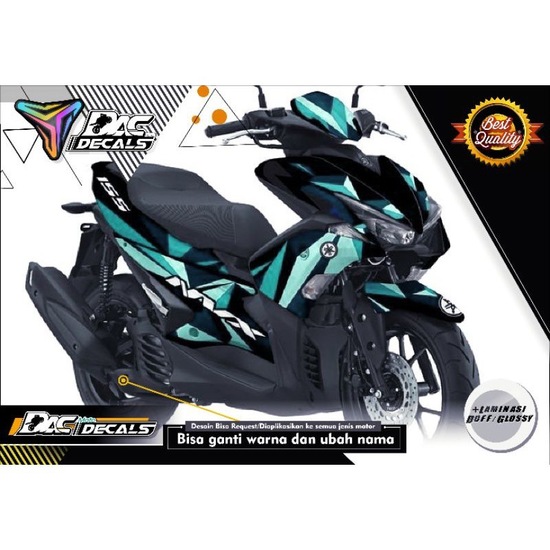 Stiker Motor Decal Aerox 155 Motif Abstrak black toska full body Murah Berkwalitas