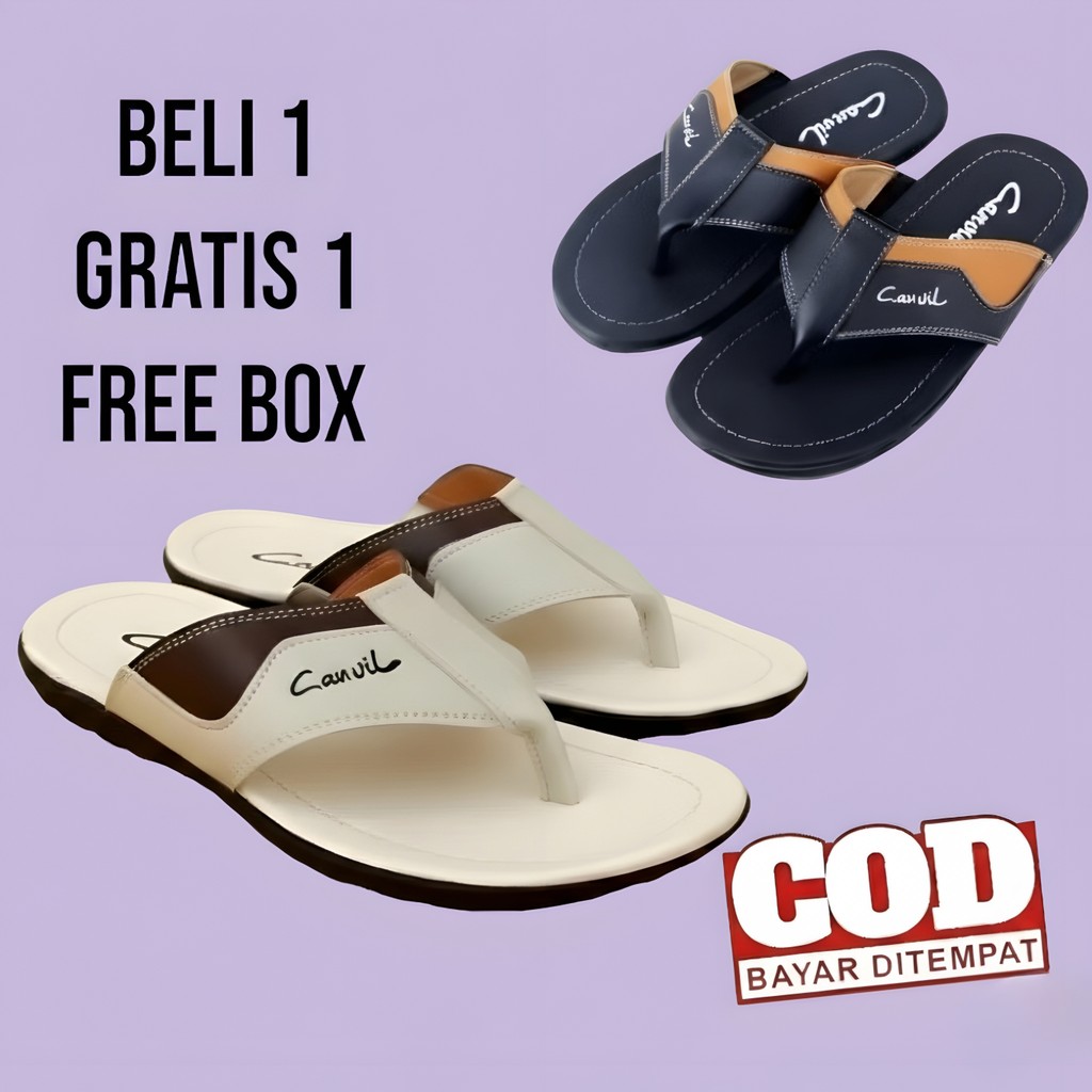 SANDAL KASUAL SELOP ELEGANT KEREN TERBARU KULIT PRIA PROMO KEKINIAN CARVIL LOKAL JAPIT DEWASA