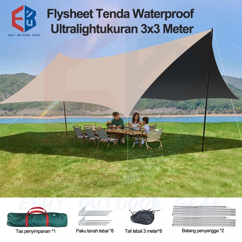 {TERMURAH} 3x3 Meter Penutup Tenda Waterproof tarptent  Atap Tenda Anti Air/FLYSHEET WATERPROOF FLYS