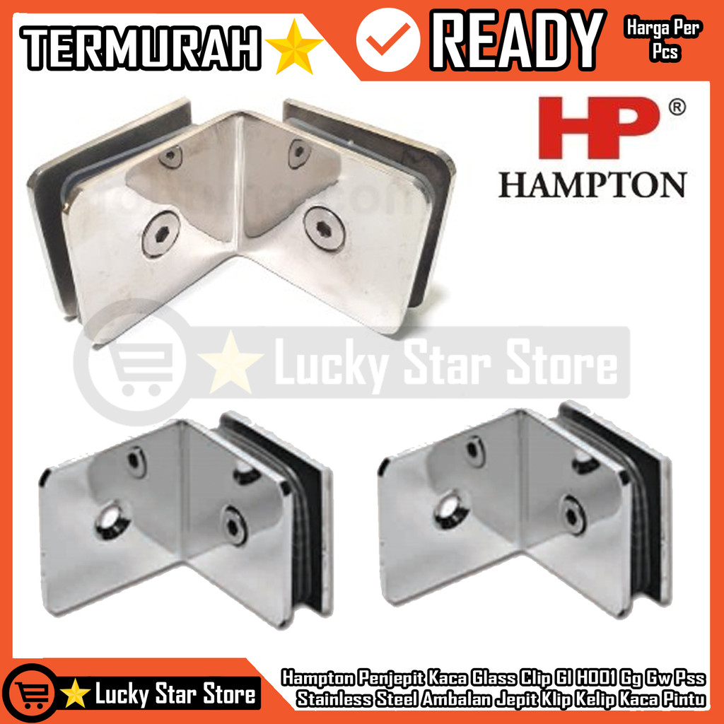 Hampton Penjepit Kaca Glass Clip Gl H001 Gg Gw Pss Stainless Steel Ambalan Jepit Klip Kelip Konektor