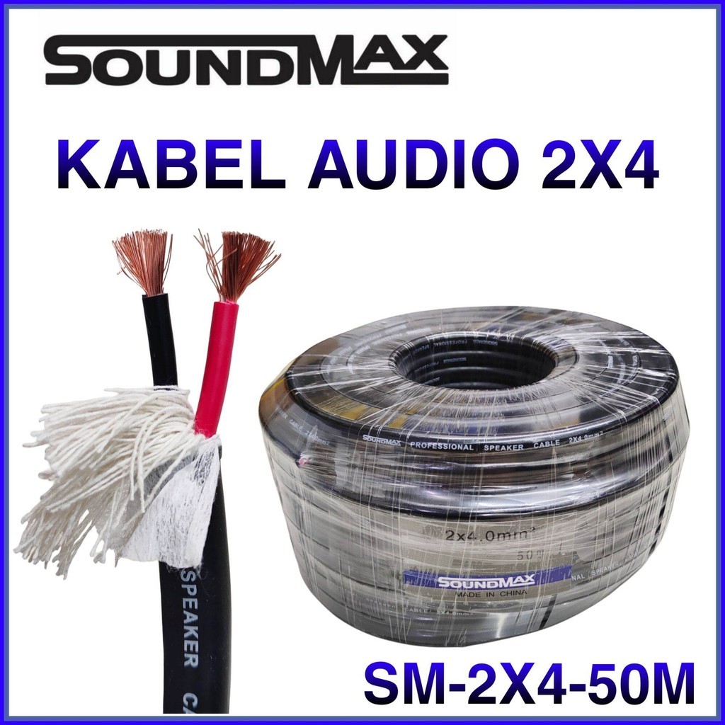 Kabel Audio Speaker 2x4.0mm Soundmax Kabel isi 2 Listrik Serabut 50M