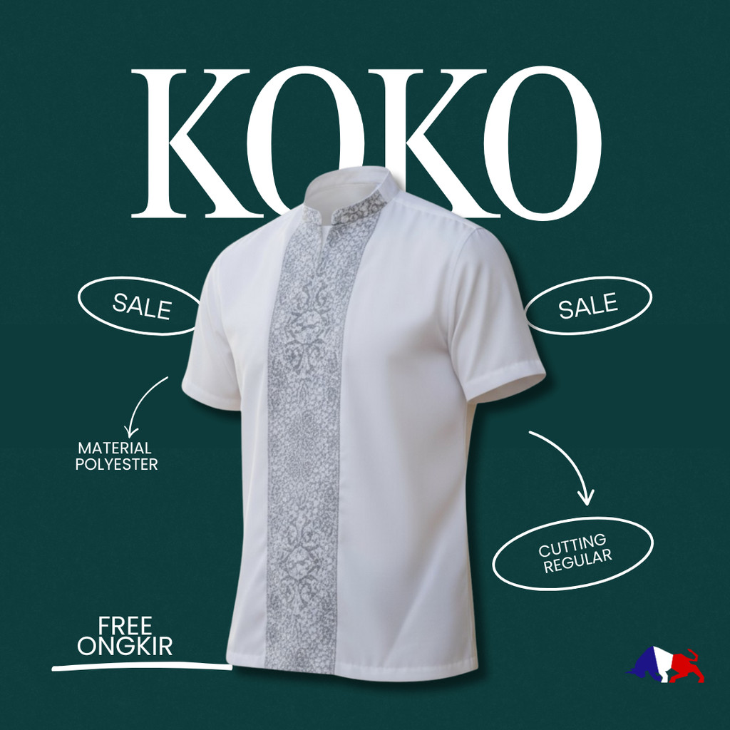RICARDO baju koko bordir PUTIH lengan pendek 32504