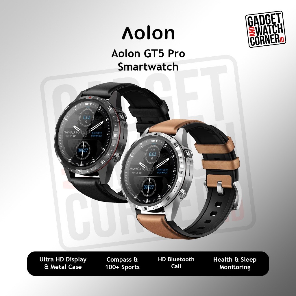 Aolon GT5 Pro Running Smartwatch Bluetooth, 100+ Mode Olahraga, IP67