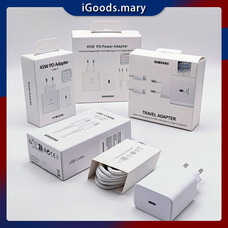 100% Original Samsung 45W Charger 5A Kabel Pengisian Cepat 1 Meter/1.8 Meter