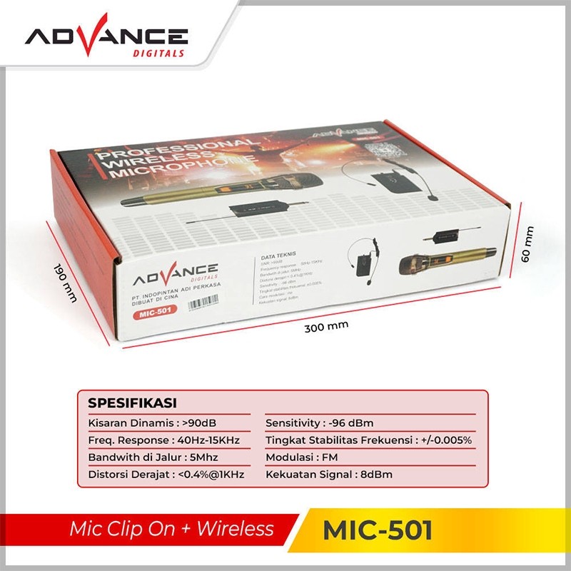 ANONNIA.ID ADVANCE Mic Bando Clip On +Wireless Mic Microphone Eksternal MIC-501 MIC501