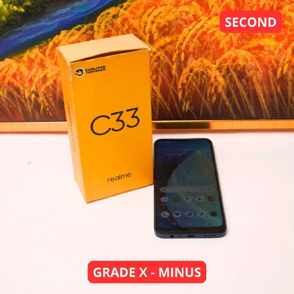 REALME C33 3/32 GB GRADE X - MINUS HP SECOND ORIGINAL SINAR MUTIARA CELL (61555)