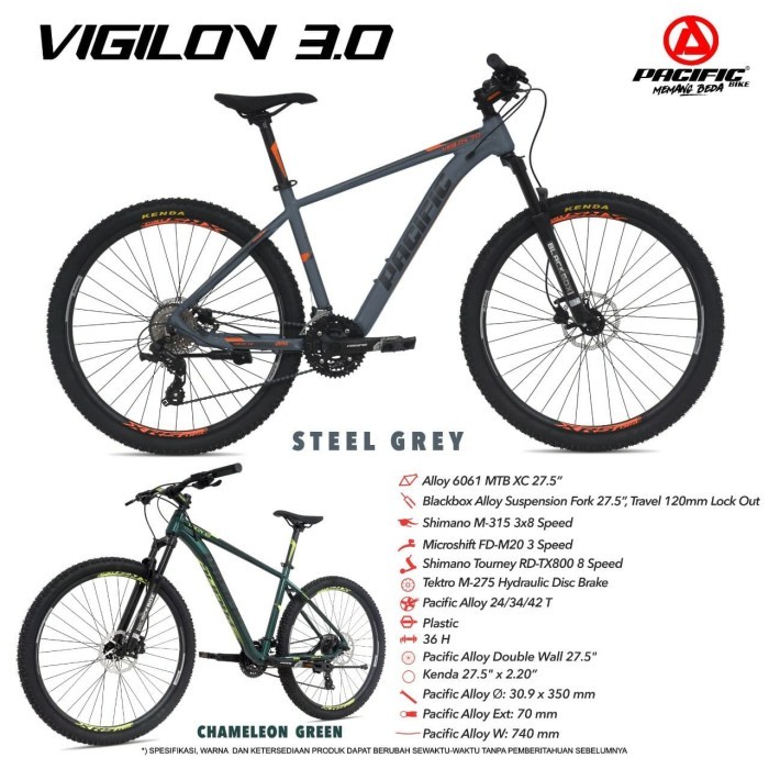 Pacific vigilon 3.0 MTB sepeda gunung 27.5 hidrolik 8speed shimano