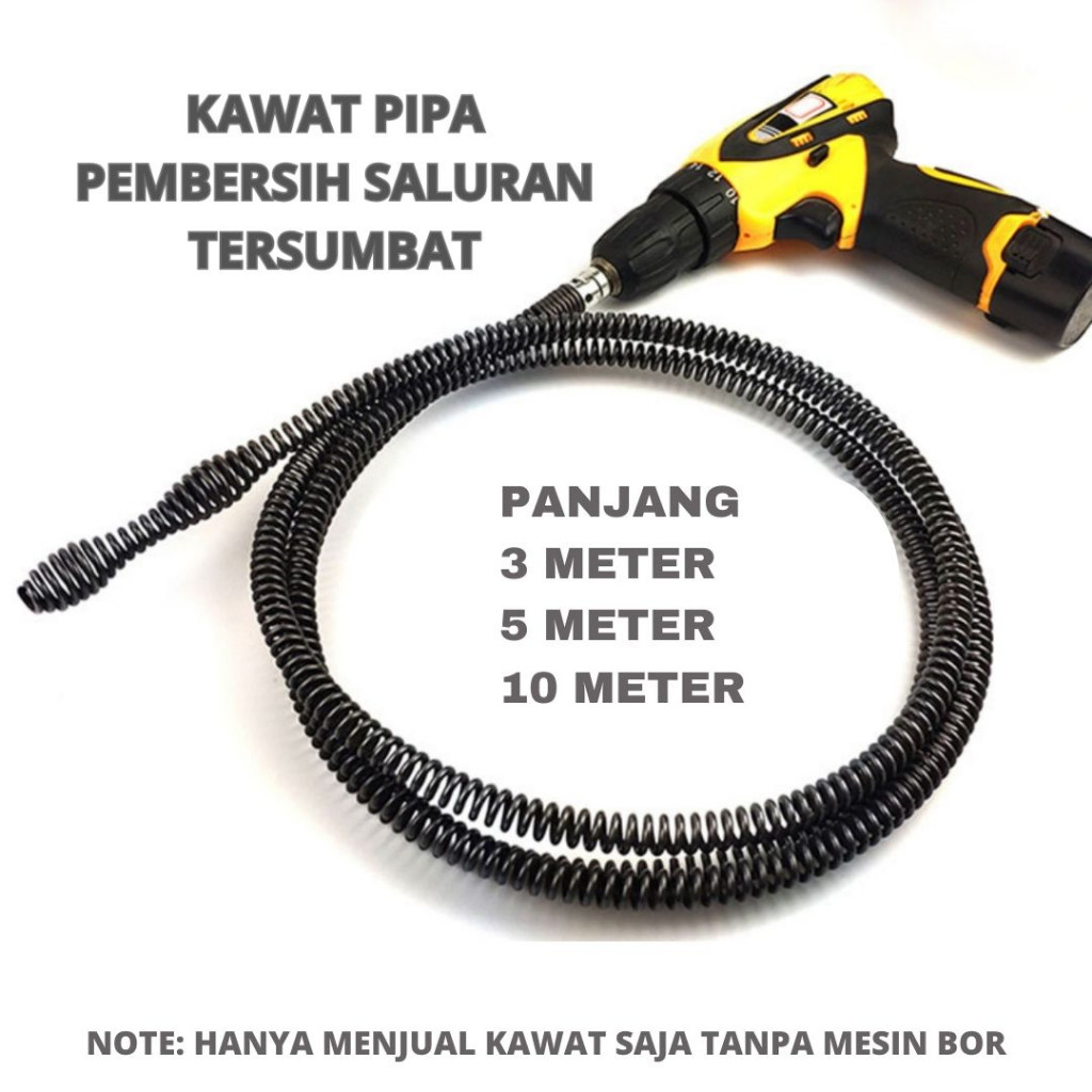 Alat Pembersih Pipa Mampet Pipe Cleaner Kawat Dengan Adaptor Bor
