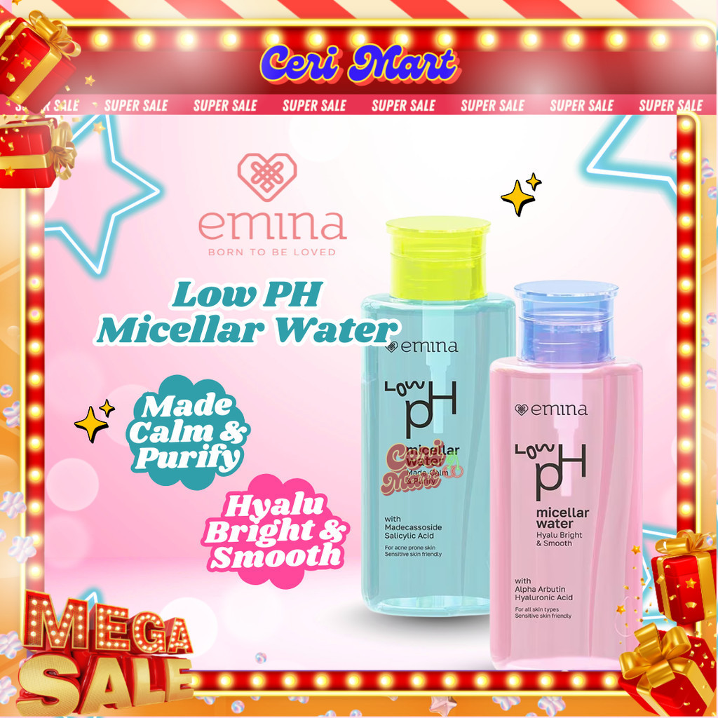 Emina Low pH Micellar Water HyaluBright & Smooth 300ml | Makeup Remover-Double Cleansing [100% Ori]
