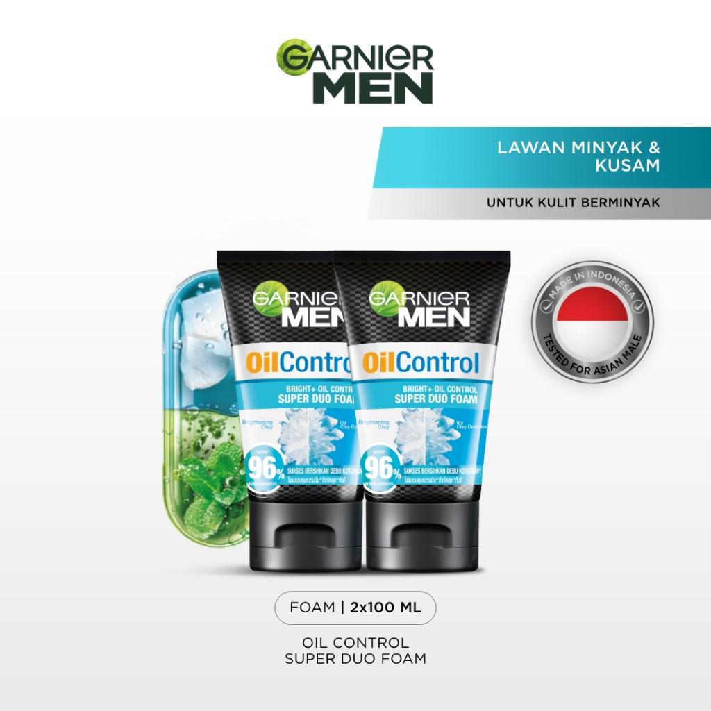 [PAKET HEMAT ISI 2] GARNIER Men Face Wash Oil Control Bright + Oil Control Super Duo Foam Skincare 1