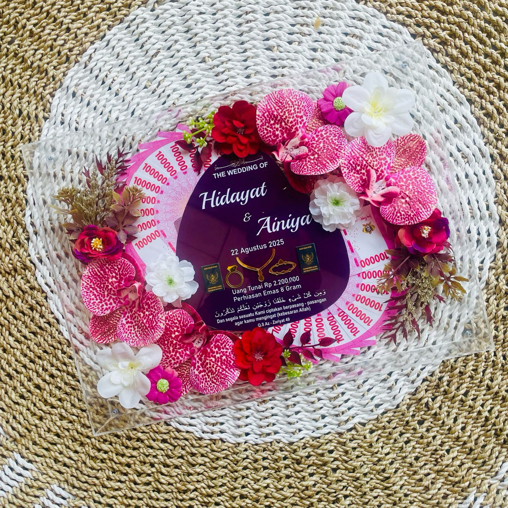 [1-2 HARI JADI ] MAHAR PERNIKAHAN AKRILIK FULL TETES AKR AKRILIK BOX PERNIKAHAN SET HIASAN WEDDING M