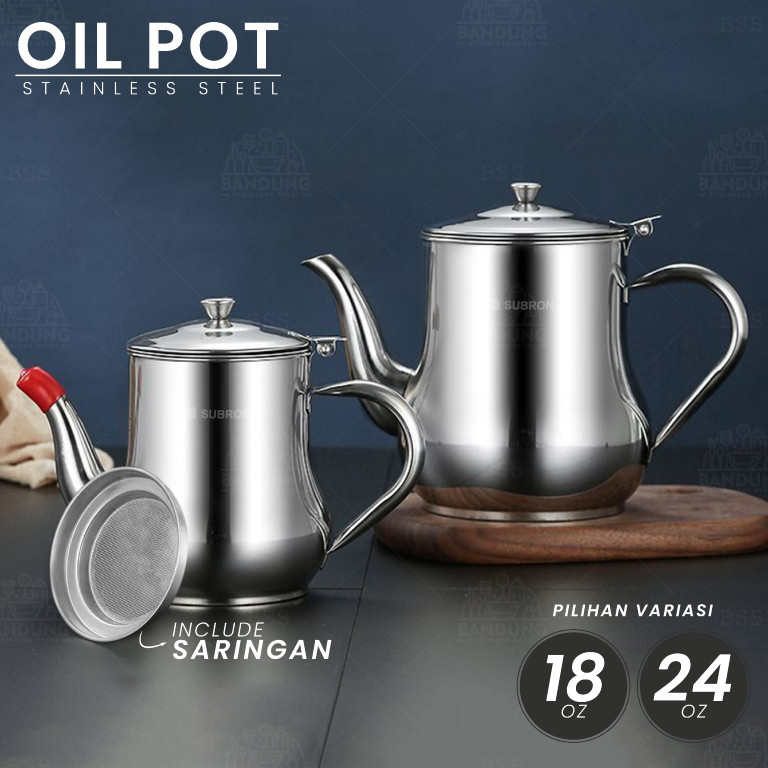 Promo ! Oil Pot Kattle Teko Penyaringan Minyak Teh Kopi 500ml 700ml Multifungsi