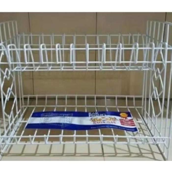 rak piring wastafel 2 susun/rak piring besi putih 2 susun scarlet