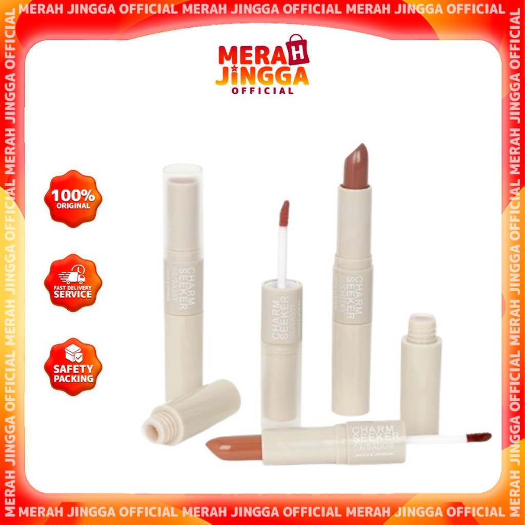 Madame Gie Charmseeker 2in1 Lips Ombre - Make Up Soft Matte Finish - Lipstik | Merah Jingga Official