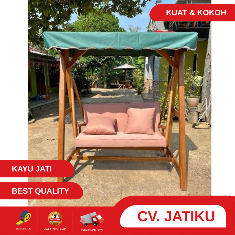 ayunan, kursi Ayunan kayu jati, ayunan teras, ayunan taman kayu jati terlaris
