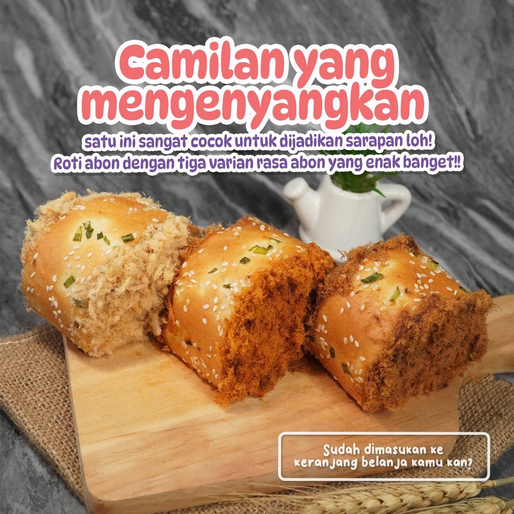 Terlaris ROTI ABON (ABON AYAM MANIS, ABON AYAM PEDAS dan ABON SAPI GURIH) FLOSS ROLL