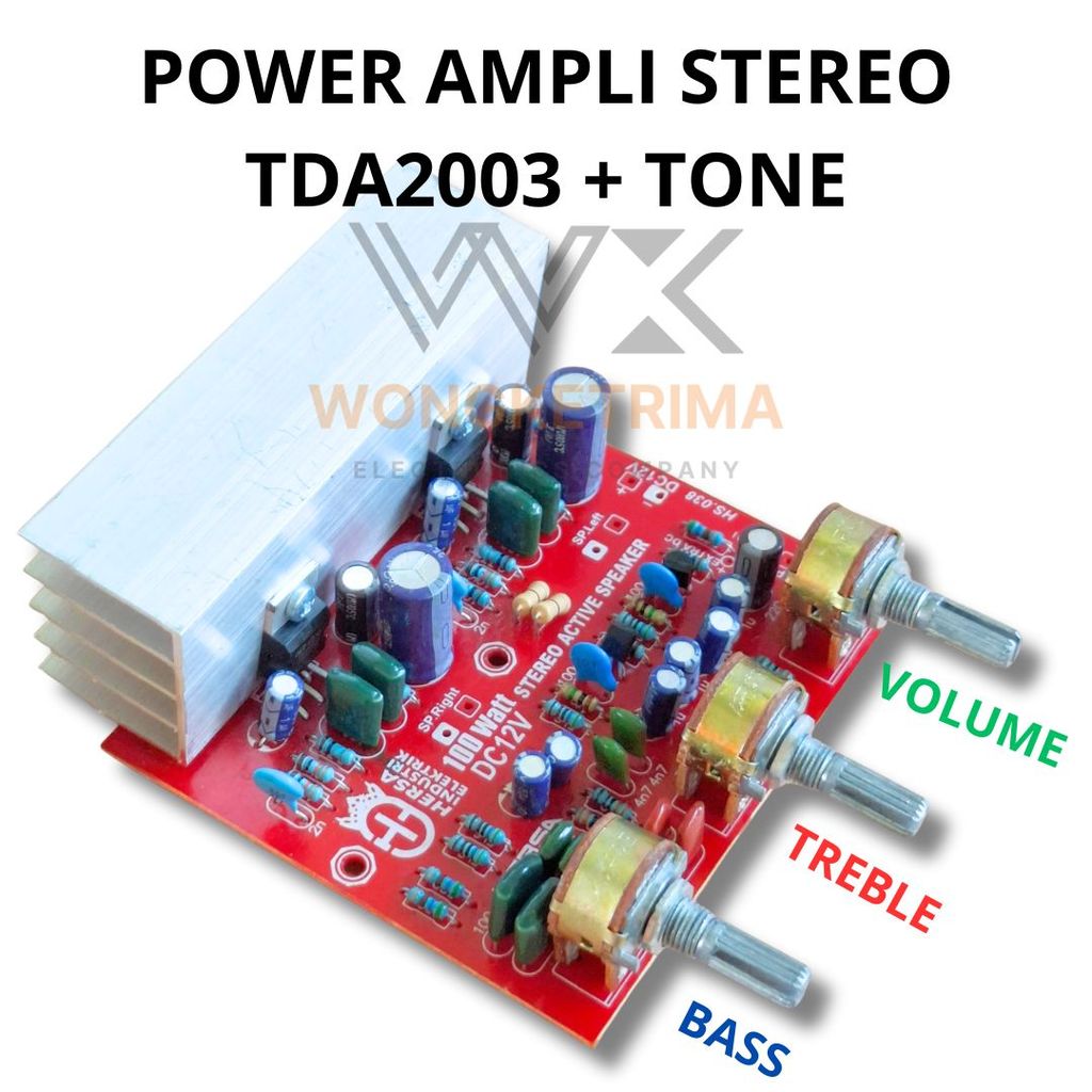 Kit Power Ampli Stereo TDA2003 3 Potensio Bass Treble Volume DC 12V