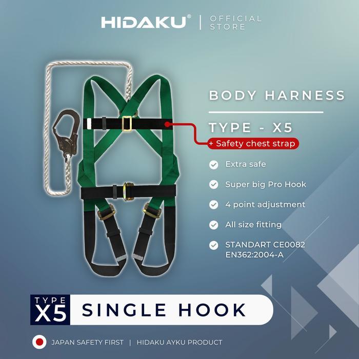 Full Body Harness HIDAKU type X5 SINGLE HOOK / Safety belt HIDAKU X5
