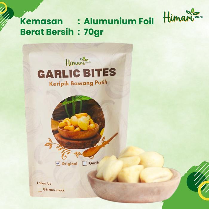 Garlic Bites keripik bawang putih produk lokal by Himari Snack - pouch 70gr , original