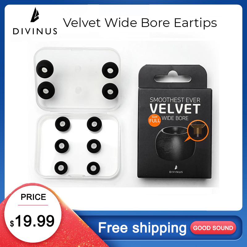 VINUS Velvet Wide Bore Silicone Earphone Eartips For 46mm Nozzle, Soft Deeply Ear Tips For Earbuds T