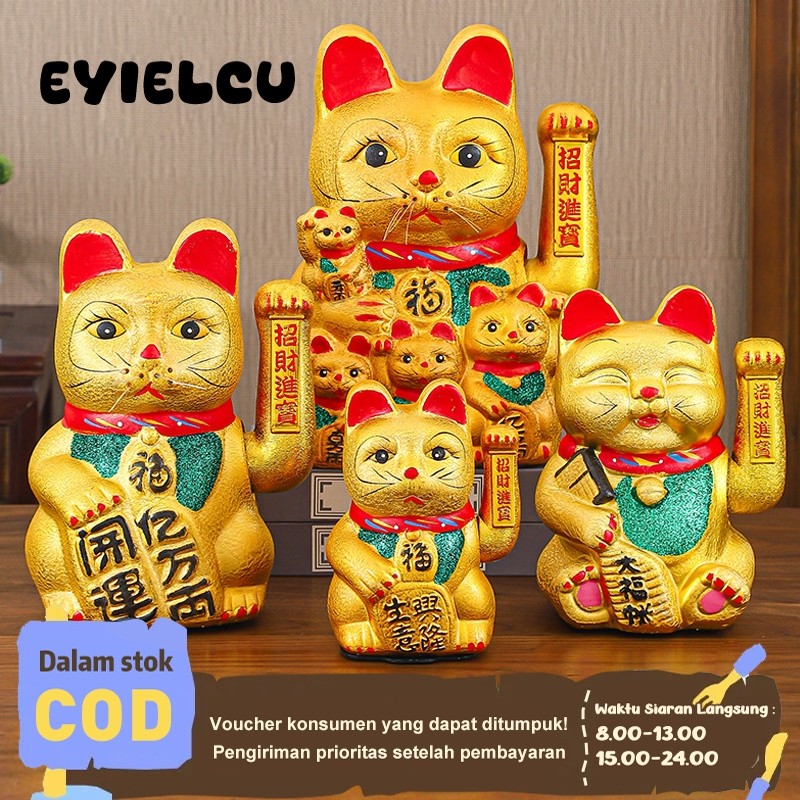 Colins Sudut yang dapat disesuaikan Maneki Neko Emas Gerak Tangan Elektrik - Patung Kucing Pembawa R