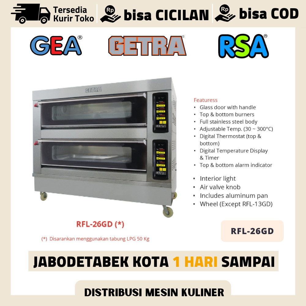 OVEN GETRA 2 DECK 6 TRAY RFL-26GD PEMANGGANG ROTI KUE GARANSI RESMI