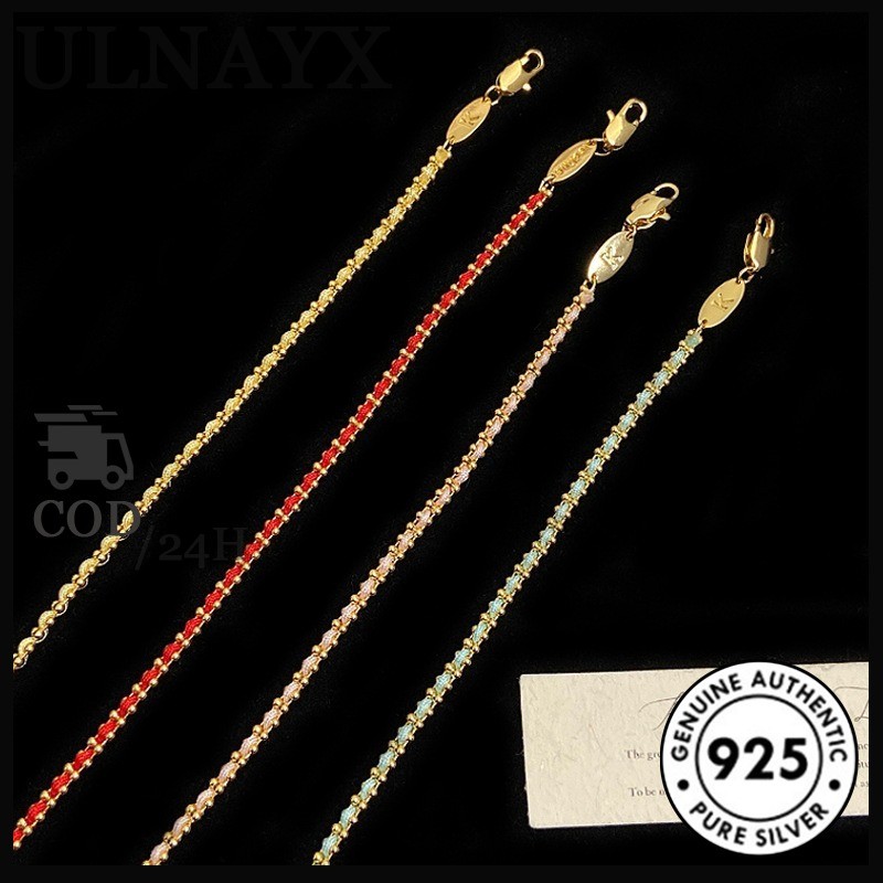 Gelang Tali Warna Fashion Pasangan Dengan Gesper Emas Putih 18K