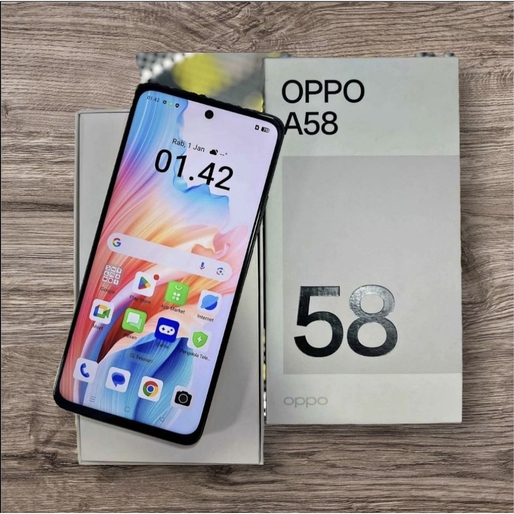 oppo a58 versi ram 6 128gb hp second original lengkap siap pakai resmi ya