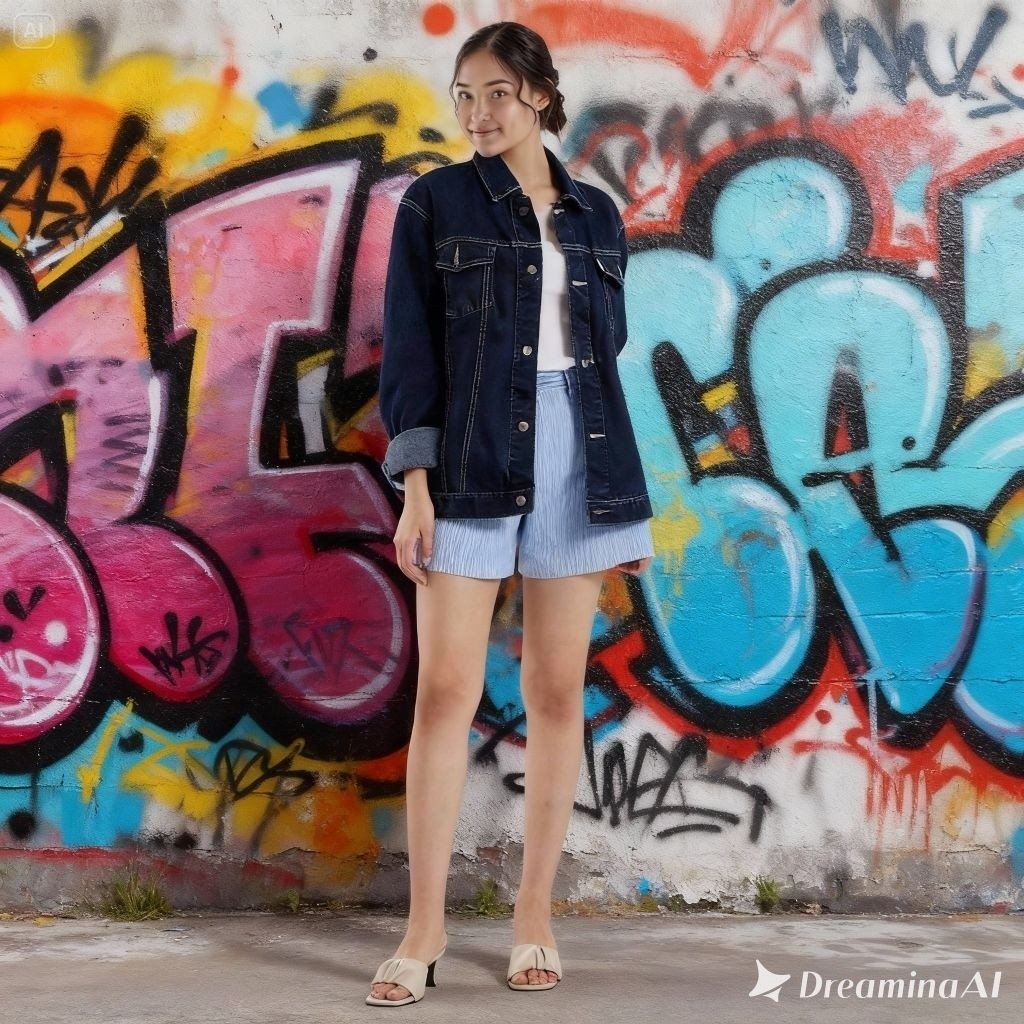 F.W.D Jaket Denim Jeans wanita jaket jeans cewek Lengan Panjang Big Size S M L XL 3XL 4XL 5L