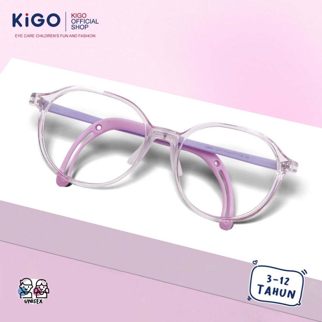 KOKKISHOP  KIGO Kacamata Anak Stylish Anti Radiasi Frame Transparan Warna Ceria 12804