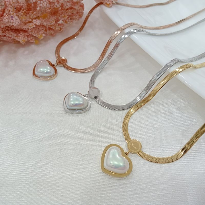 ARTZ kalung titanium fashion choker love besar Bahan Titanium Asli Anti Karat