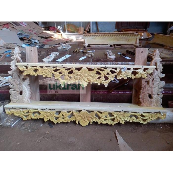 jagrak pusaka tempel tembok ukir naga kembar ukir bunga EU5435