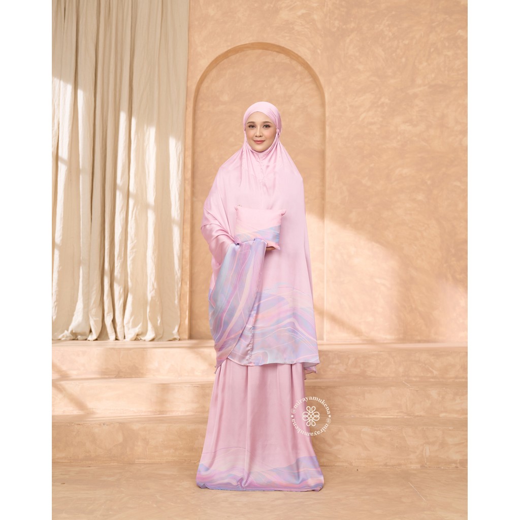 Mukena Travel Printing Miraya Flare Pink