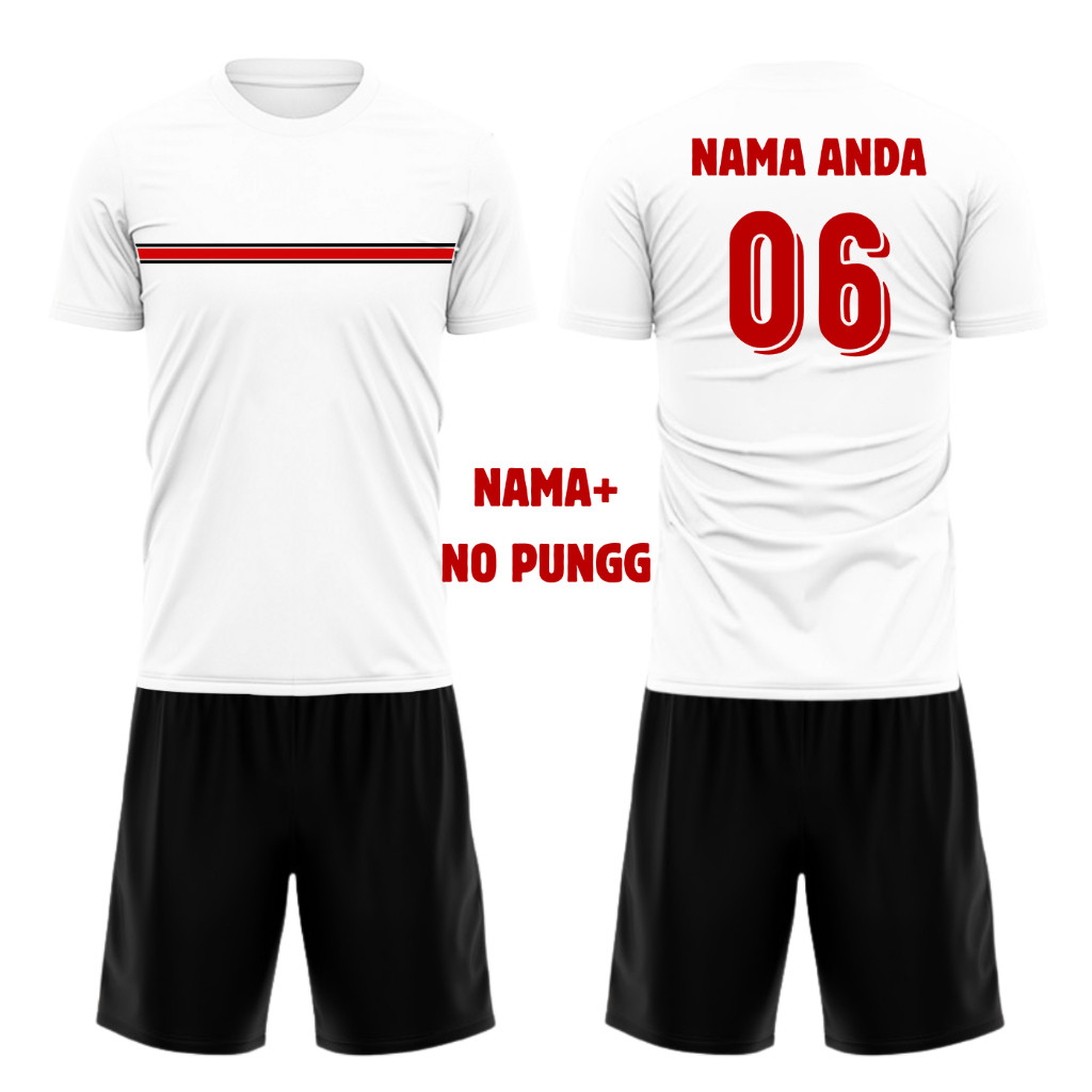 Setelan Custom Team TIM Futsal Baju Seragam Bola Futsal Volly Badminton Merah Putih Navy CS