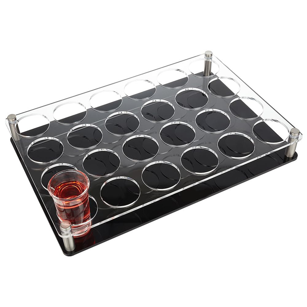 24126 Hole Shot Glass Tray Holder, Acrylic Wine Glass Organizer Cocktail Glass splay Rack for KTV Ba