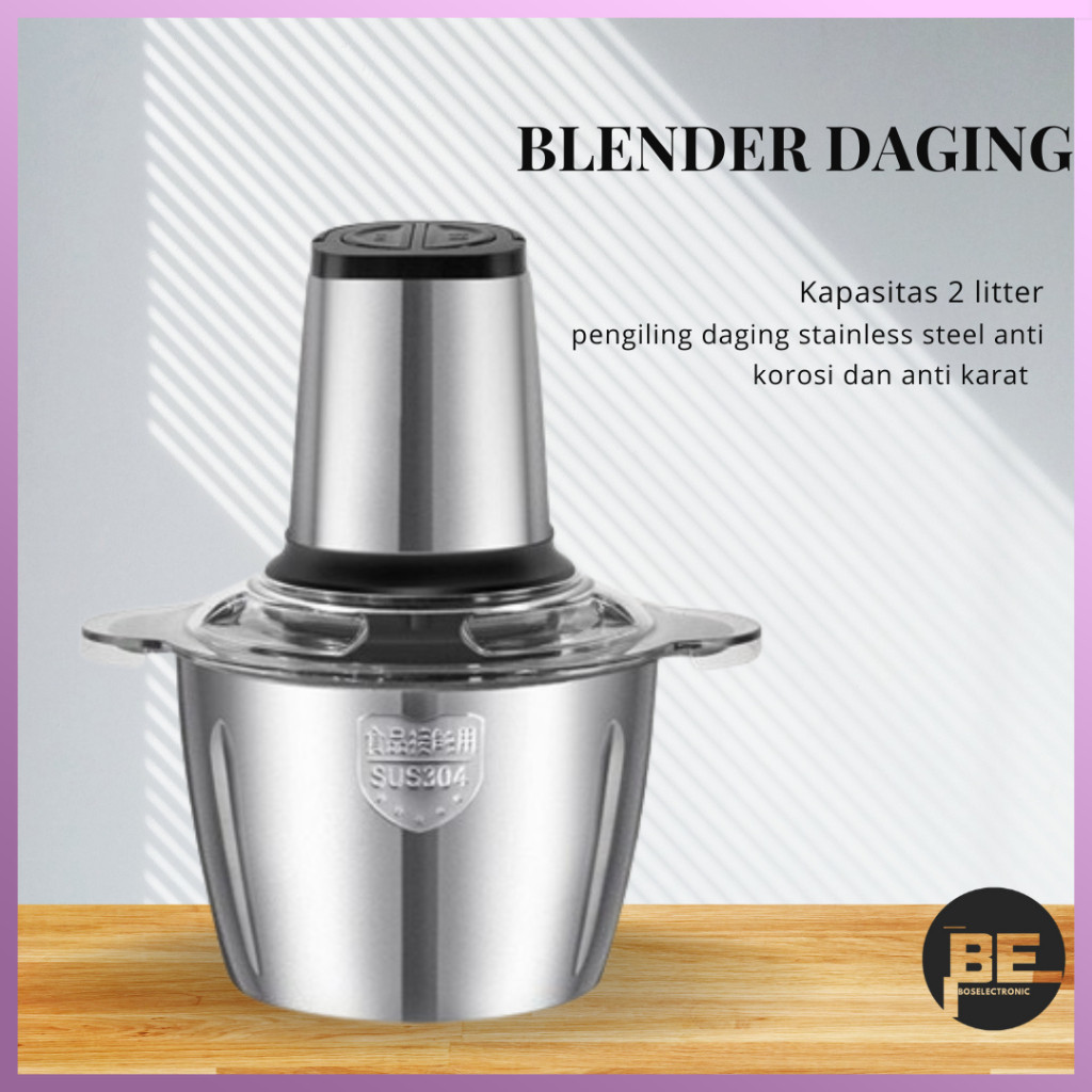 Blender Daging Choper Portable 2in1 4 Mata Pisau Stainles steel