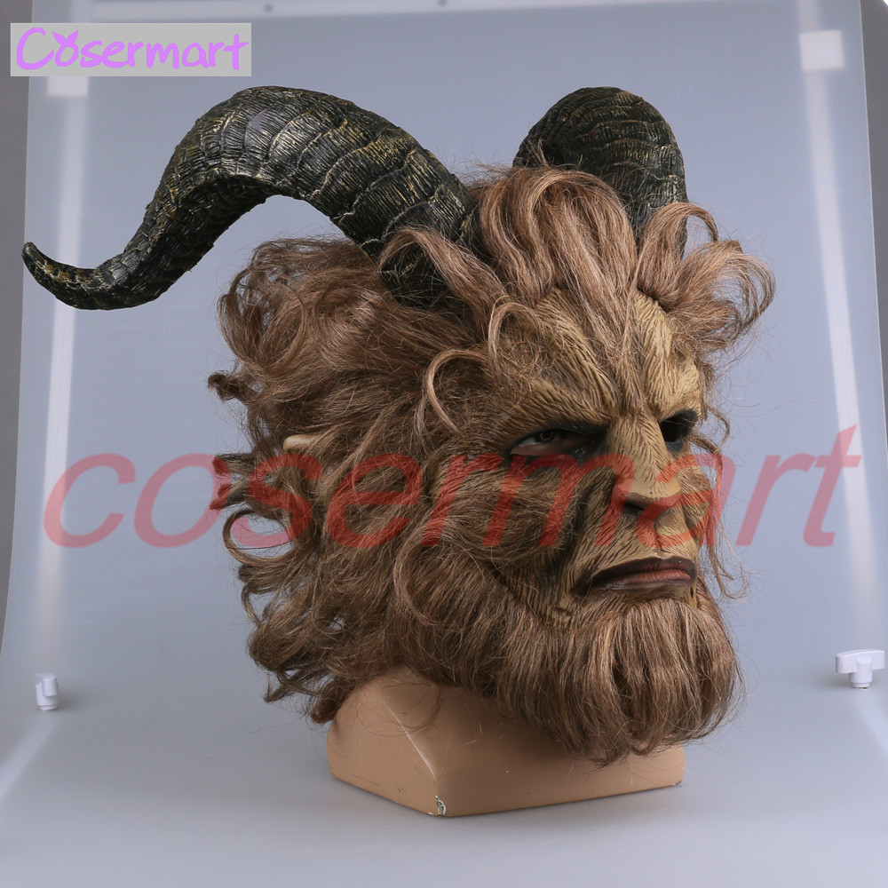 2017 Hot Movie Beauty and the Beast Adam Prince Mask Cosplay Horror Mask Latex Lion Helmet Halloween