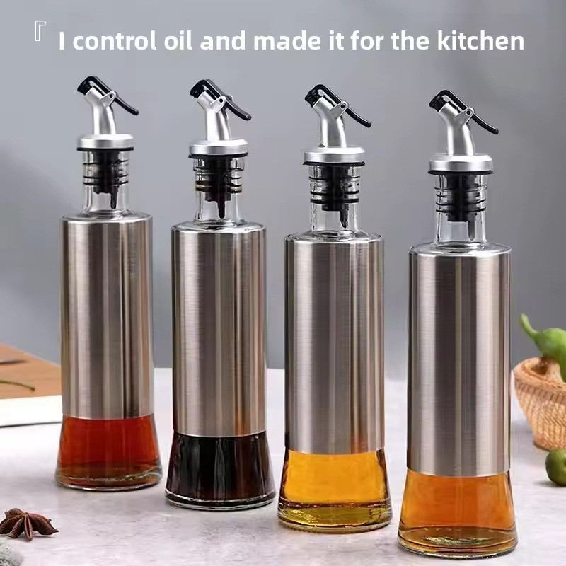 Botol Minyak Botol Kecap Kaca dengan Stainless Pourer Oil Dispenser Bottle Glass  Olive Oil Bottle L