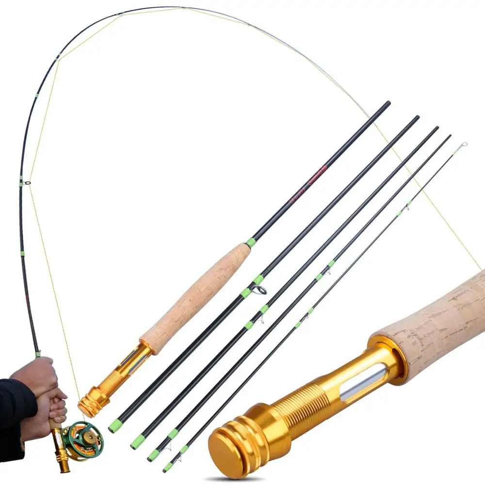 Sougayilang 2.7M 5 Section Fly Fishing Rod Fly 9" #5 Metal Handle Carbon Fiber Fly Fishing Rods Lake