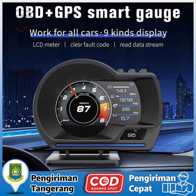 Car Smart Gauge P6 Ultra OBD2+GPS HUD Car Head Up Display HUD OBD Speedometer Digital
