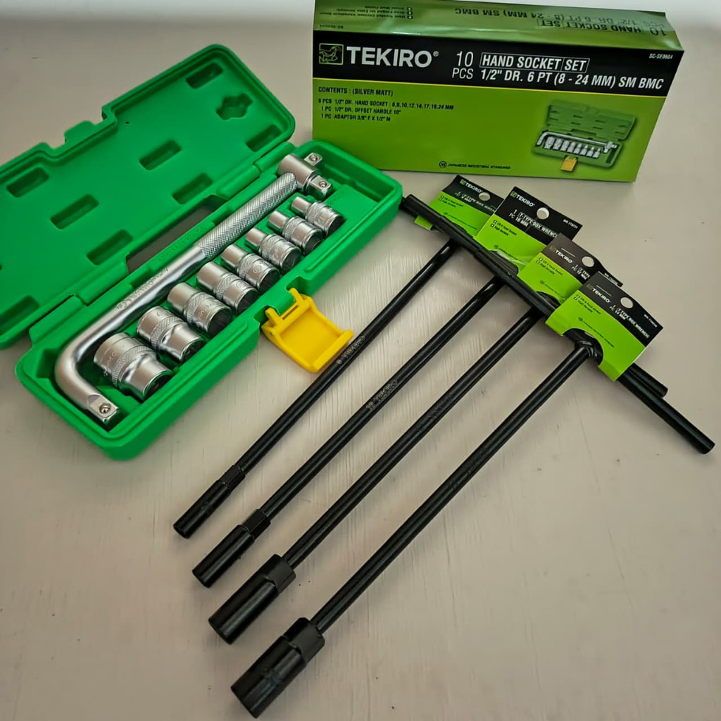 TEKIRO  PAKET 2 SET KUNCI SHOCK SOK TEKIRO 10PCS 8-24MM + TEKIRO KUNCI T 4PCS 8 - 14MM / TOOLSET / A