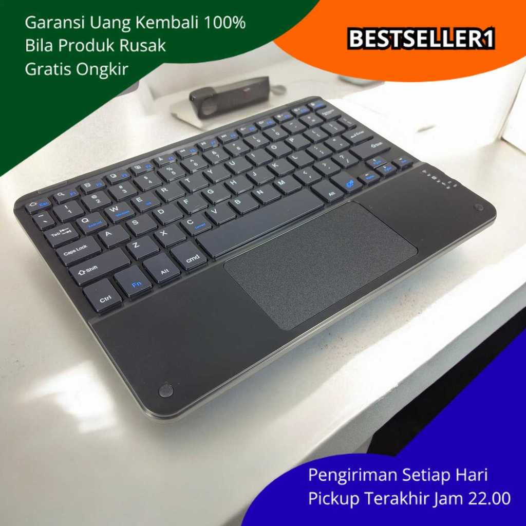 Keyboard Wireless Mini Bluetooth Dengan Touchpad QWERTY Rechargeable Portable Untuk Tablet HP Laptop