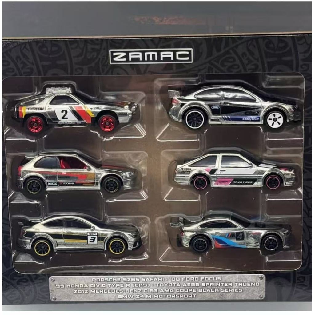 Original Hot Wheels Car Silver Series ZAMAC 1/64 Toys Boys Diecast Ford Foucs Honda Civic Toyota AE8